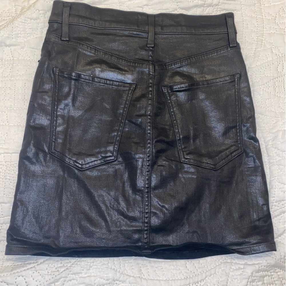 Agolde Black Waxed Denim Mini Skirt - Picture 2 of 9